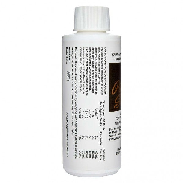 Piperazine Solution Wormer 125ml - Pet And Farm