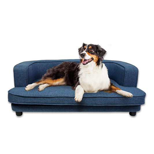 Pet Basic Pet Sofa Bed Stylish Luxurious Sturdy Washable Fabric Blue 98cm - Pet And Farm