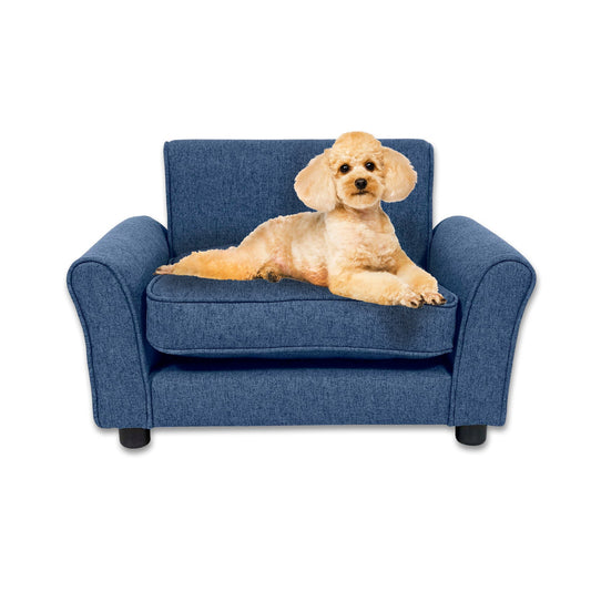 Pet Basic Pet Chair Bed Stylish Luxurious Sturdy Washable Fabric Blue 65cm - Pet And Farm