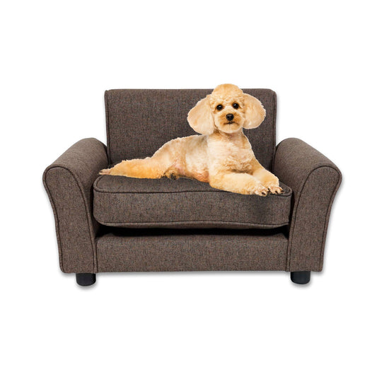 Pet Basic Pet Chair Bed Stylish Luxurious Sturdy Washable Fabric Brown 65cm - Pet And Farm