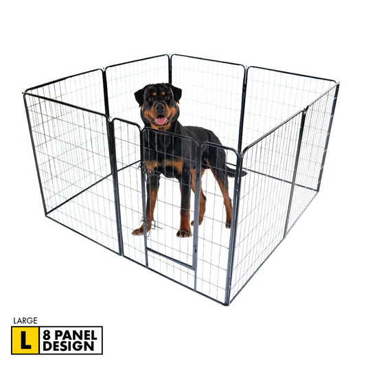 Pet Basic 8 Panel Pet Playpen Exercise Enclosure Cage Puppy Dog 80cm x 100cm - Pet And Farm