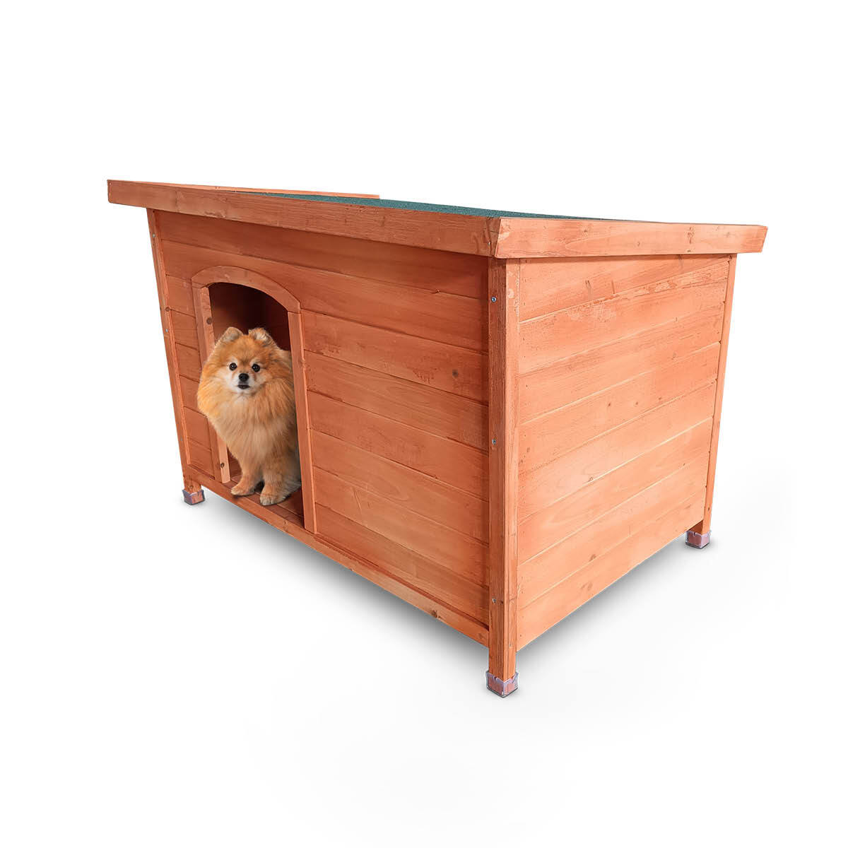 Pet Basic Dog Kennel Weather Resistant Timber Elevated Lift Top Roof 116cm - Pet And Farm