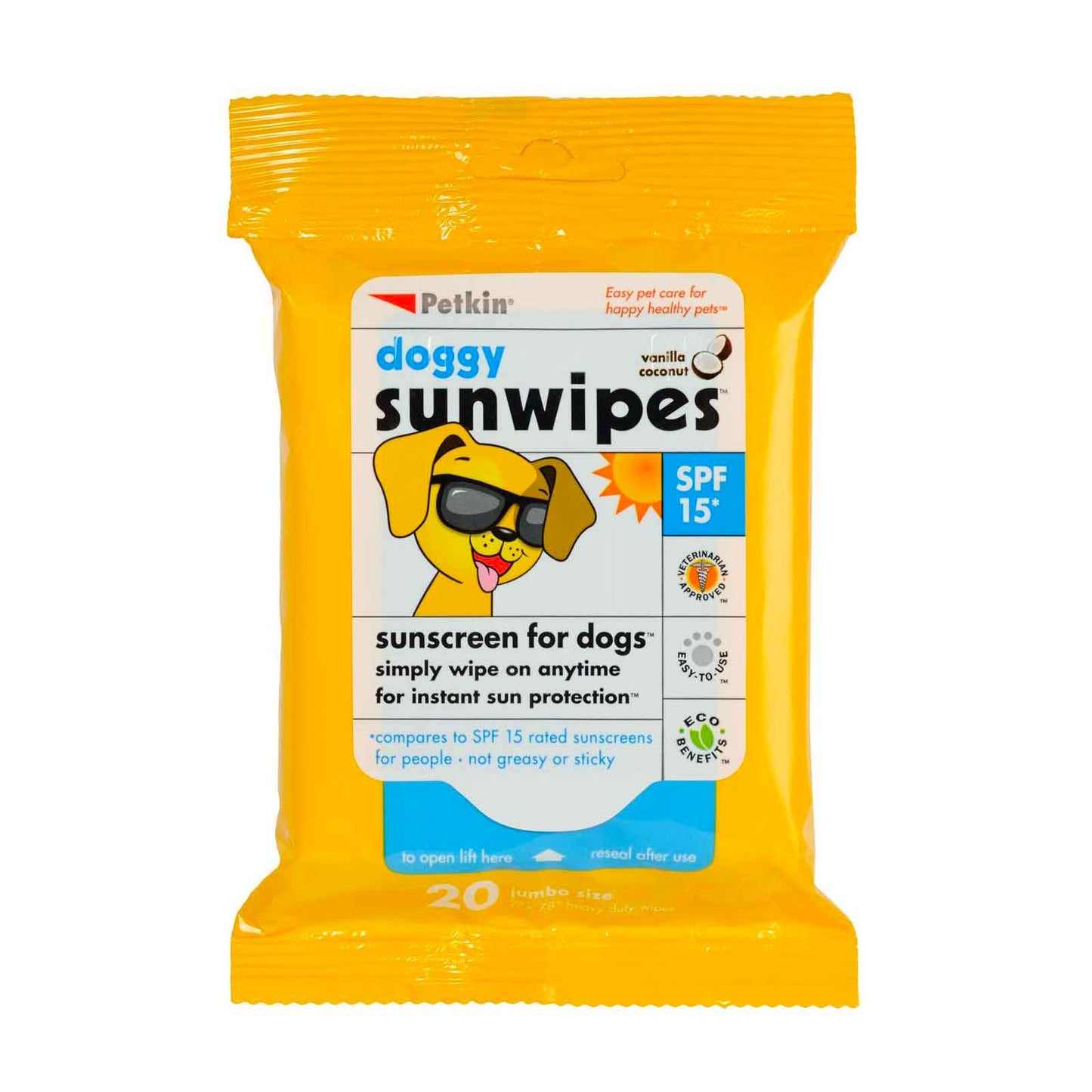 Petkin Doggy Sunwipes SP15+ 20pk - Pet And Farm