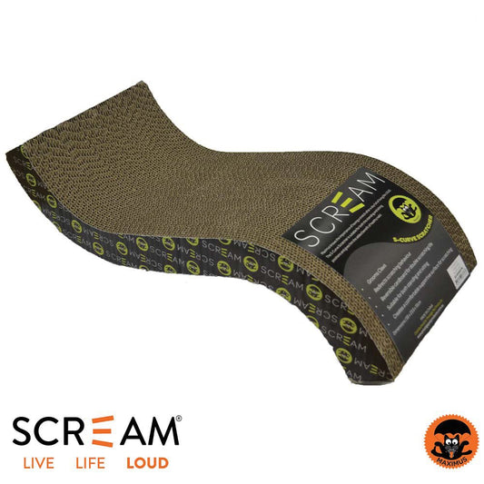 Scream S-CURVE CAT SCRATCHER Loud Green/Black 55x23.5x12cm - Pet And Farm
