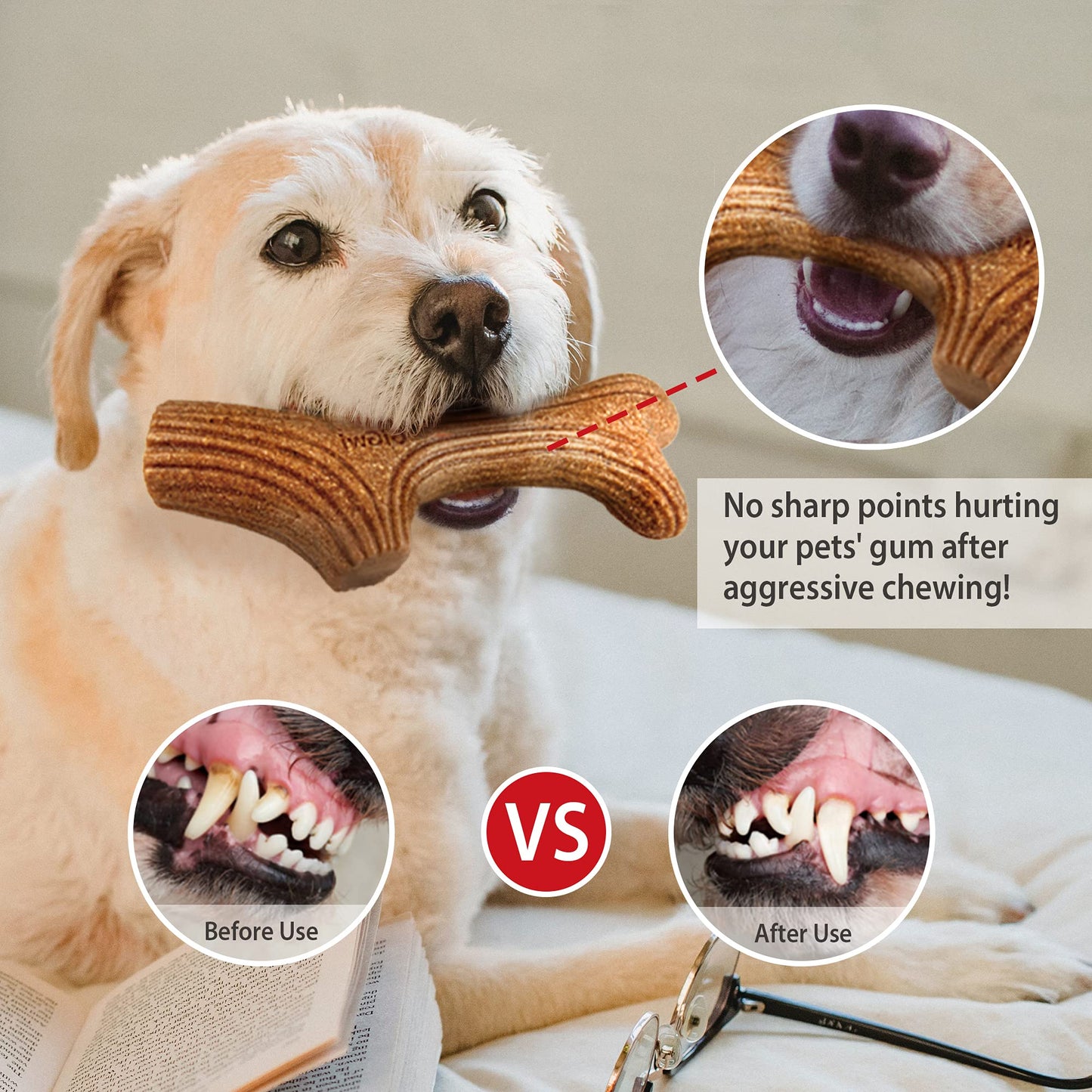 Gigwi Wooden Antler Dog Chew Toy - Pet And Farm
