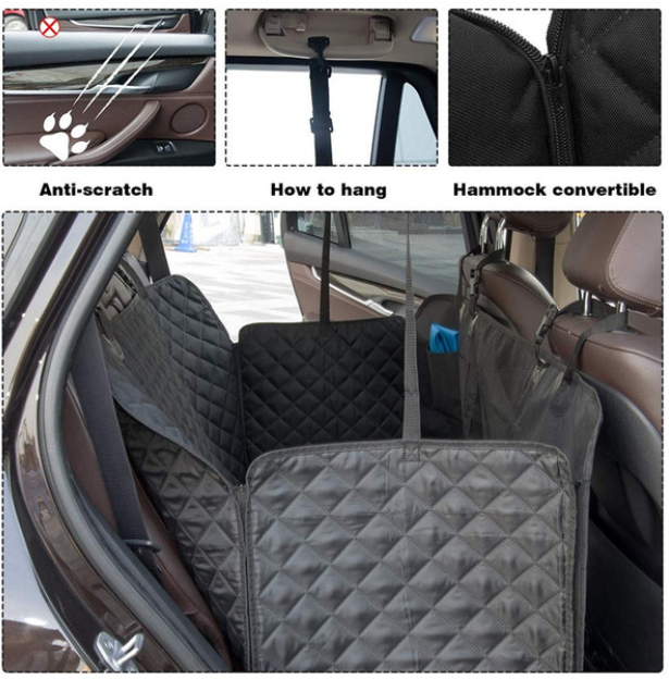 Hammock Style Foldable Portable Car Back Seat Cover For Dog - Pet And Farm