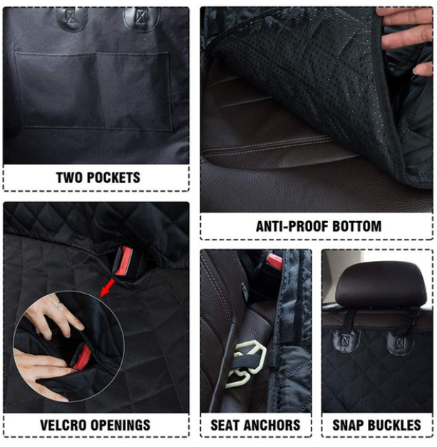 Hammock Style Foldable Portable Car Back Seat Cover For Dog - Pet And Farm