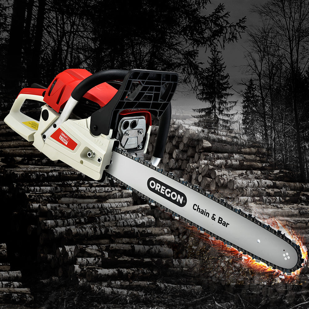 Giantz Petrol Chainsaw Commercial 52cc E-Start 20 Oregon Bar Pruning Chain Saw - Pet And Farm