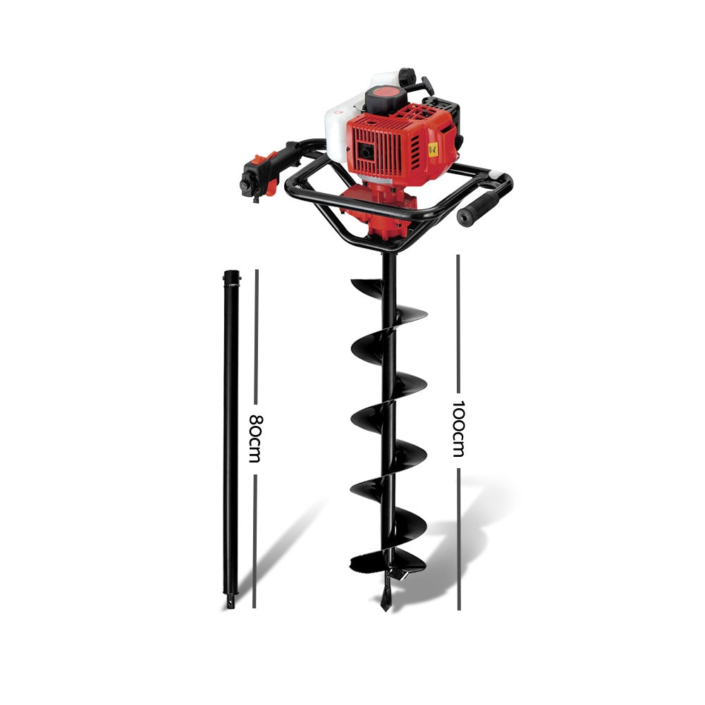 Giantz 92CC Petrol Post Hole Digger Drill Borer Fence Extension Auger Bits - Pet And Farm