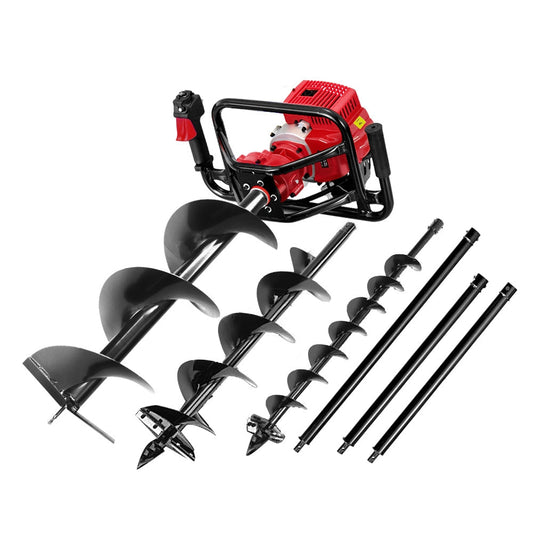 Giantz 92CC Petrol Post Hole Digger Drill Borer Fence Extension Auger Bits - Pet And Farm