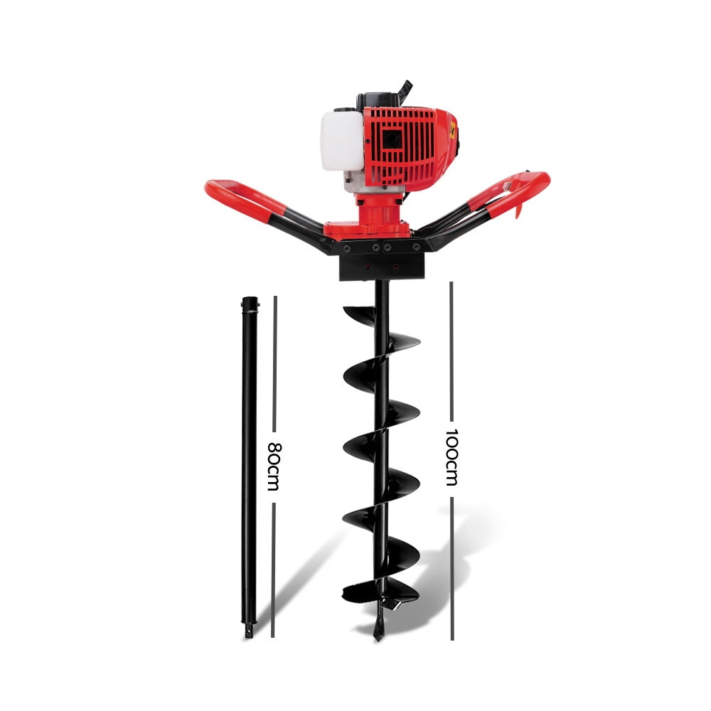 Giantz 80CC Petrol Post Hole Digger Drill Borer Fence Extension Auger Bits - Pet And Farm