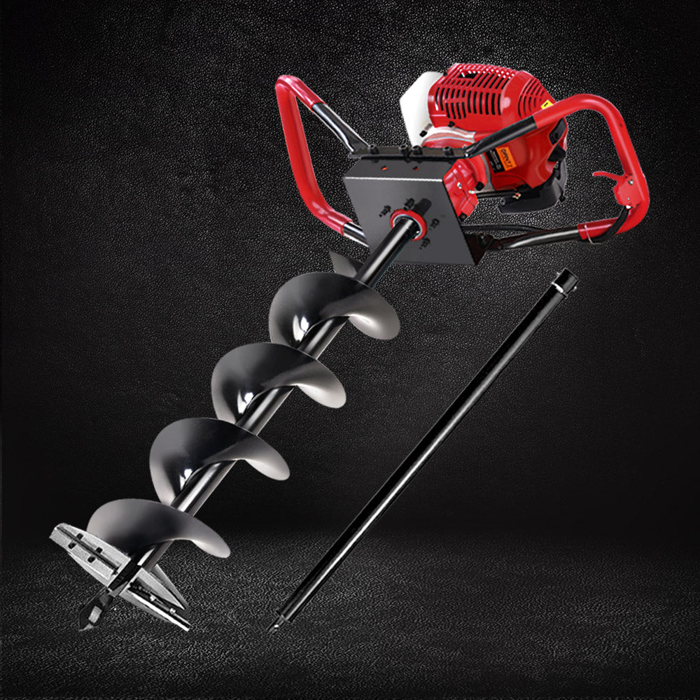 Giantz 66CC Petrol Post Hole Digger Drill Borer Fence Extension Auger Bits - Pet And Farm