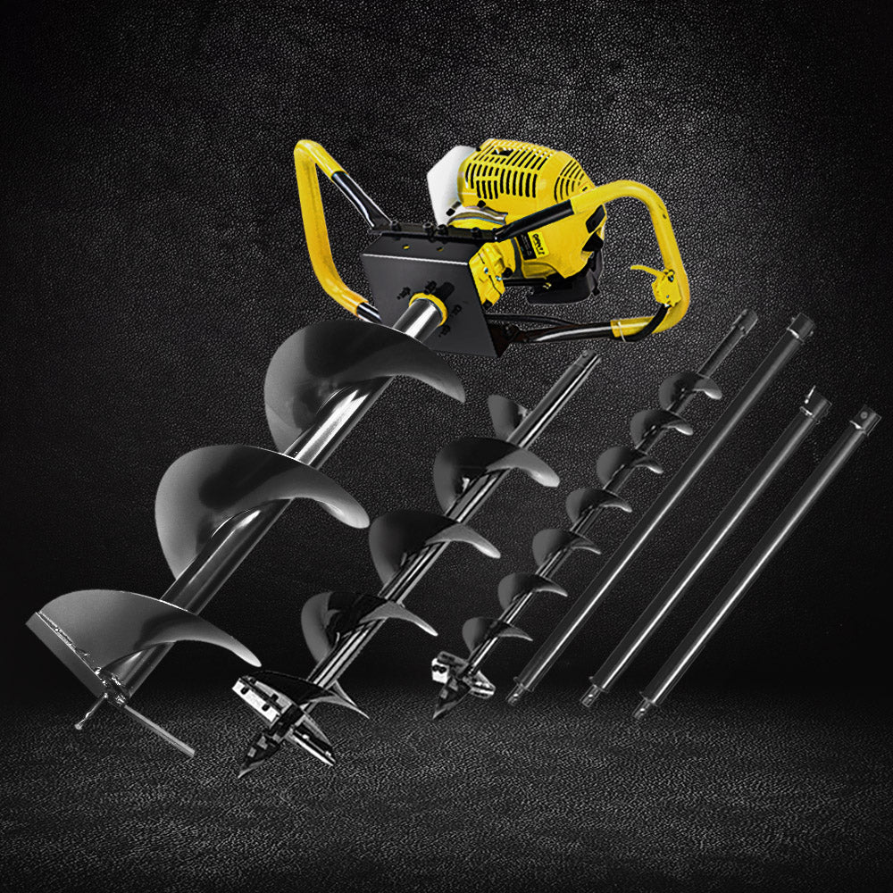 Giantz 80CC Post Hole Digger Petrol Drill Auger Borer Fence Extension Bits - Pet And Farm
