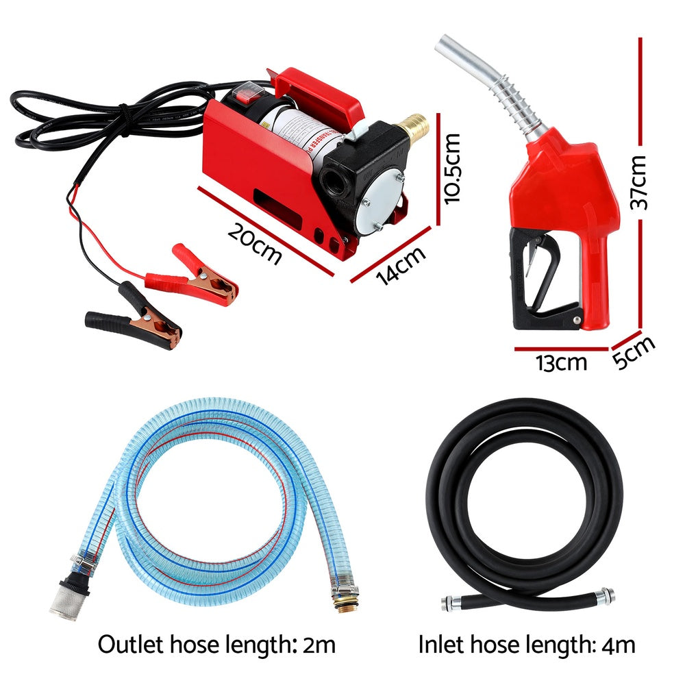 Giantz Fuel Transfer Pump Electric Diesel Kerosene Pump 12V DC 10GPM Nozzle Hose - Pet And Farm