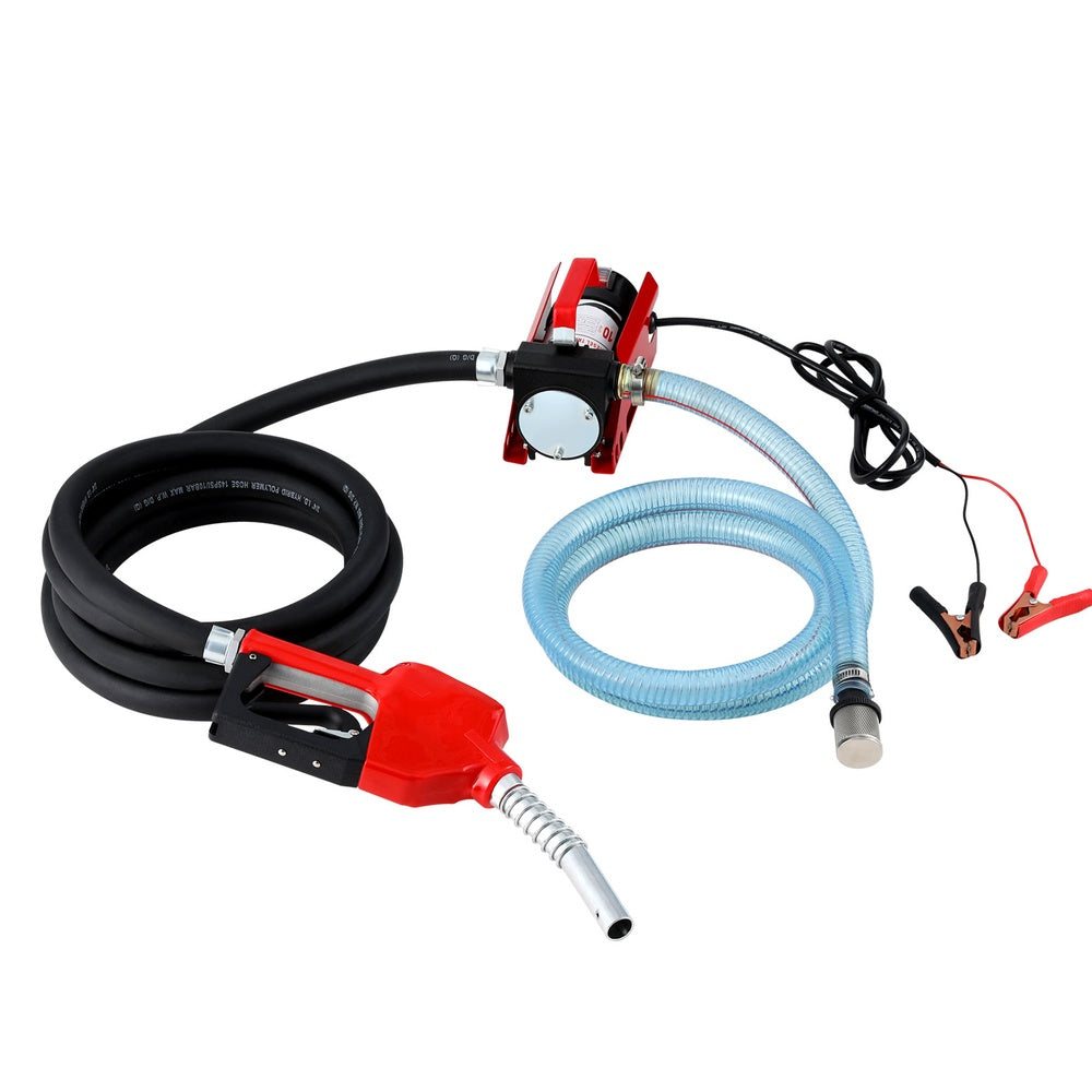 Giantz Fuel Transfer Pump Electric Diesel Kerosene Pump 12V DC 10GPM Nozzle Hose - Pet And Farm