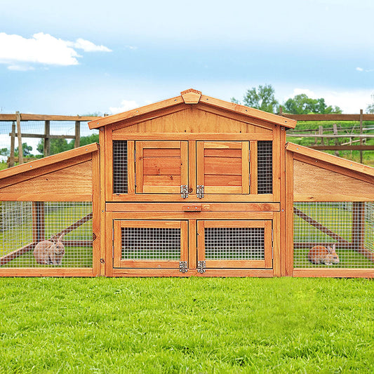 i.Pet Chicken Coop Rabbit Hutch 169cm x 52cm x 72cm Large Chicken Coop Wooden House Run Cage - Pet And Farm
