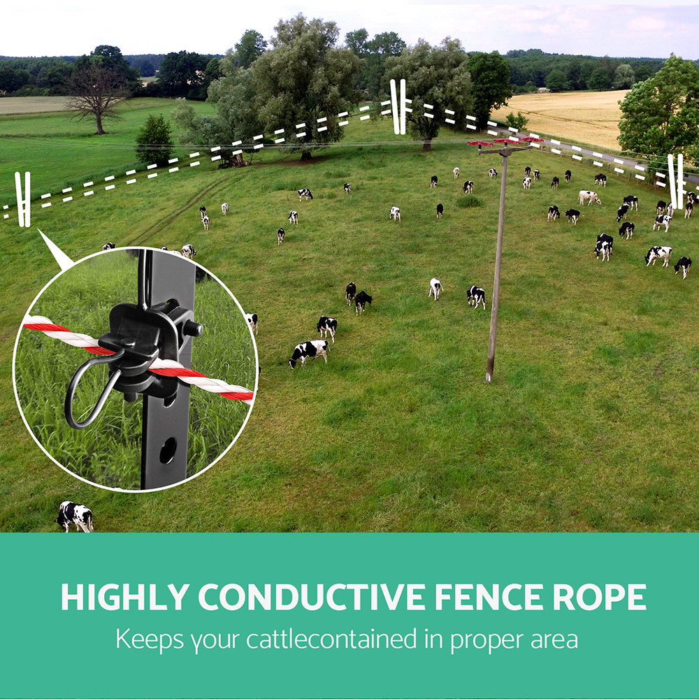 Giantz 1000M Electric Fence Wire Tape Poly Stainless Steel Temporary Fencing Kit - Pet And Farm