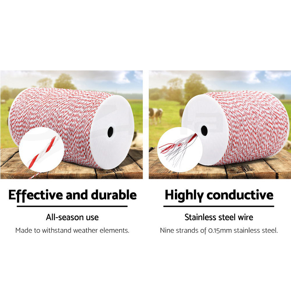 Giantz Electric Fence Poly Wire 1000M - Pet And Farm