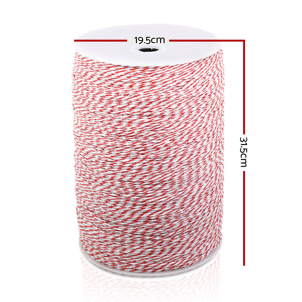 Giantz 2000M Polywire Roll Electric Fence Energiser Stainless Steel Poly Wire - Pet And Farm