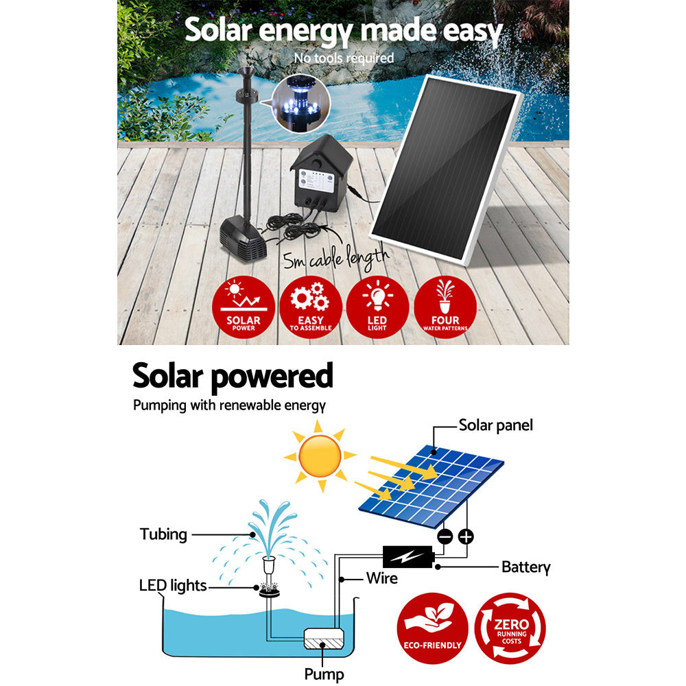 Gardeon Solar Pond Pump Pool Fountain Battery Garden Outdoor Submersible Kit 4FT - Pet And Farm