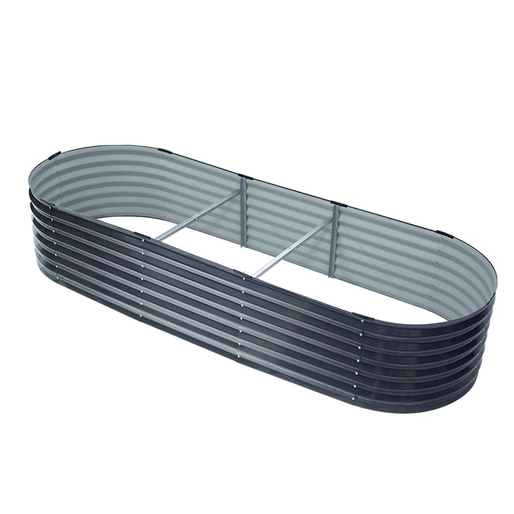 Green Fingers Garden Bed 240X80X42cm Oval Planter Box Raised Container Galvanised - Pet And Farm