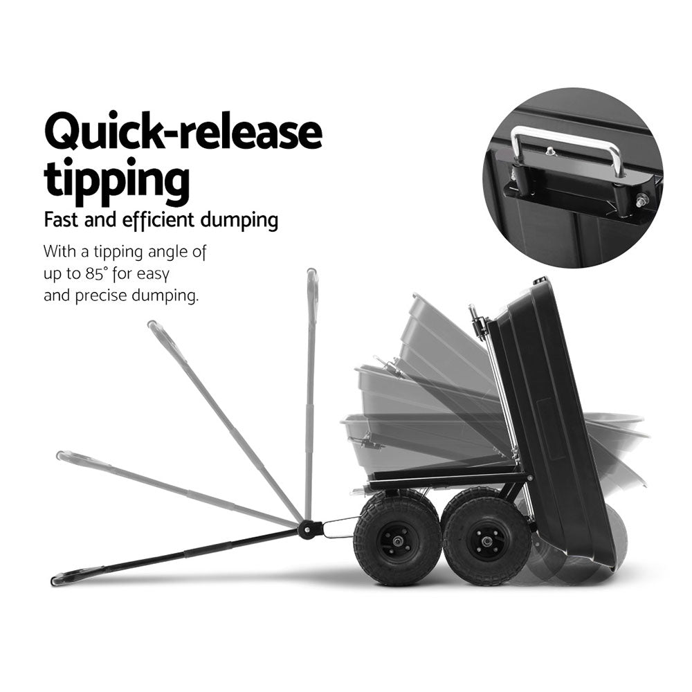 Gardeon 75L Garden Dump Cart - Black - Pet And Farm