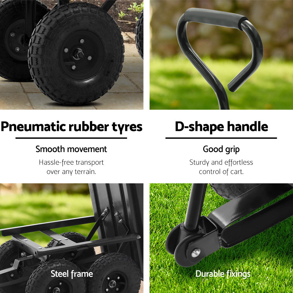 Gardeon 75L Garden Dump Cart - Black - Pet And Farm