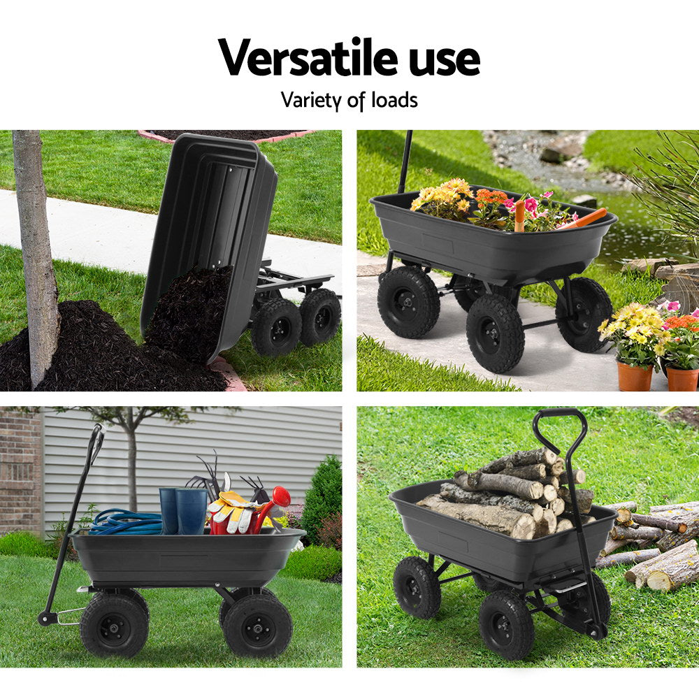 Gardeon 75L Garden Dump Cart - Black - Pet And Farm
