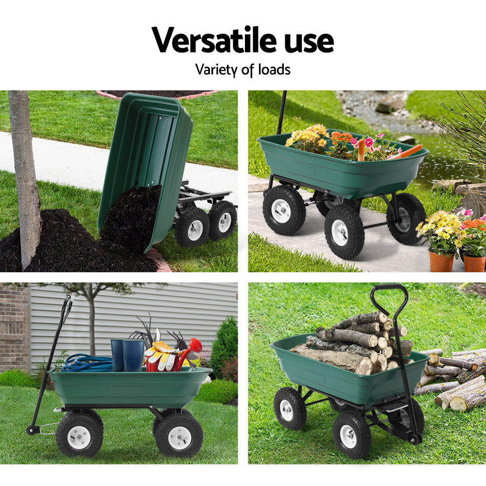 Gardeon 75L Garden Dump Cart - Green - Pet And Farm