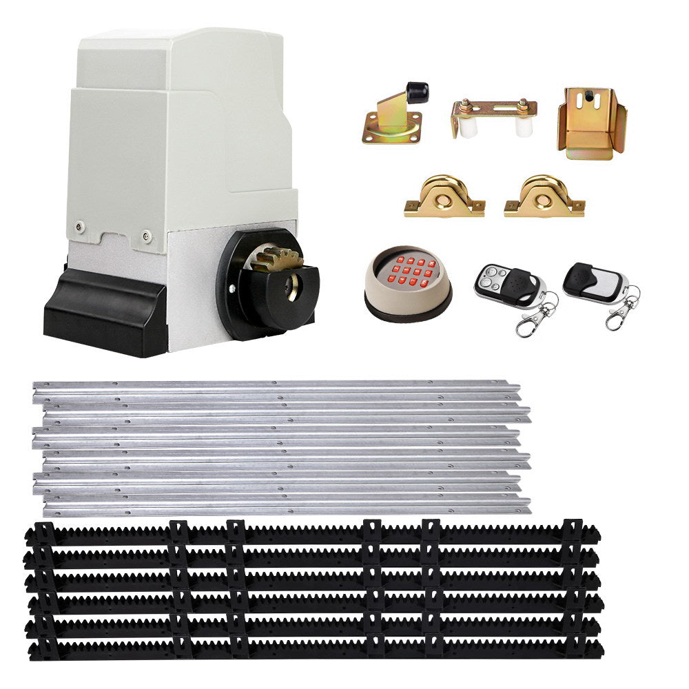 LockMaster Electric Sliding Gate Opener 1800KG Motor Kit Auto Keypad Remote 6M Rail - Pet And Farm