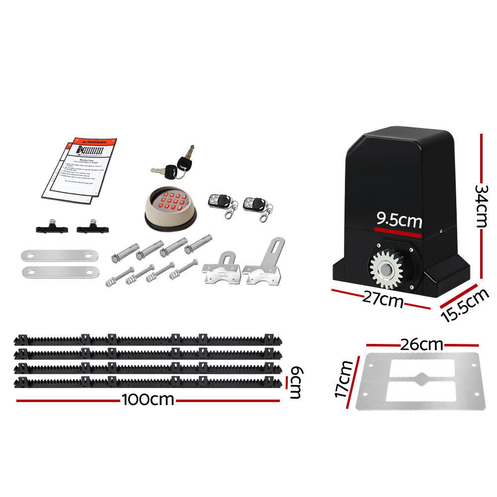 Auto Electric Sliding Gate Opener 1000KG Keypad 4M Rails - Pet And Farm