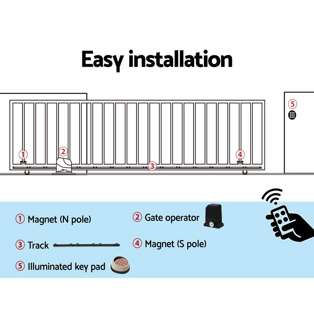 Auto Electric Sliding Gate Opener 1000KG Keypad 6M Rails - Pet And Farm