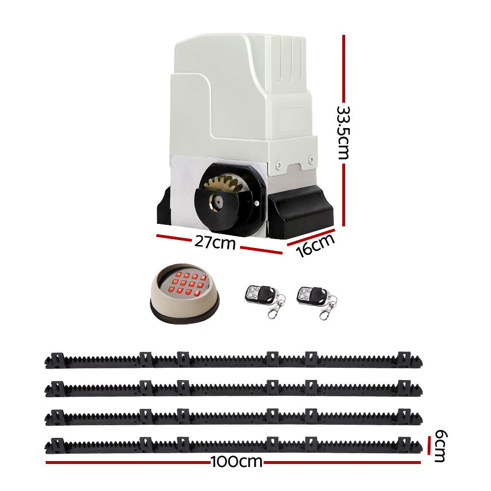 LockMaster Electric Sliding Gate Opener 1800KG With Keypad Remote 4M Rail - Pet And Farm