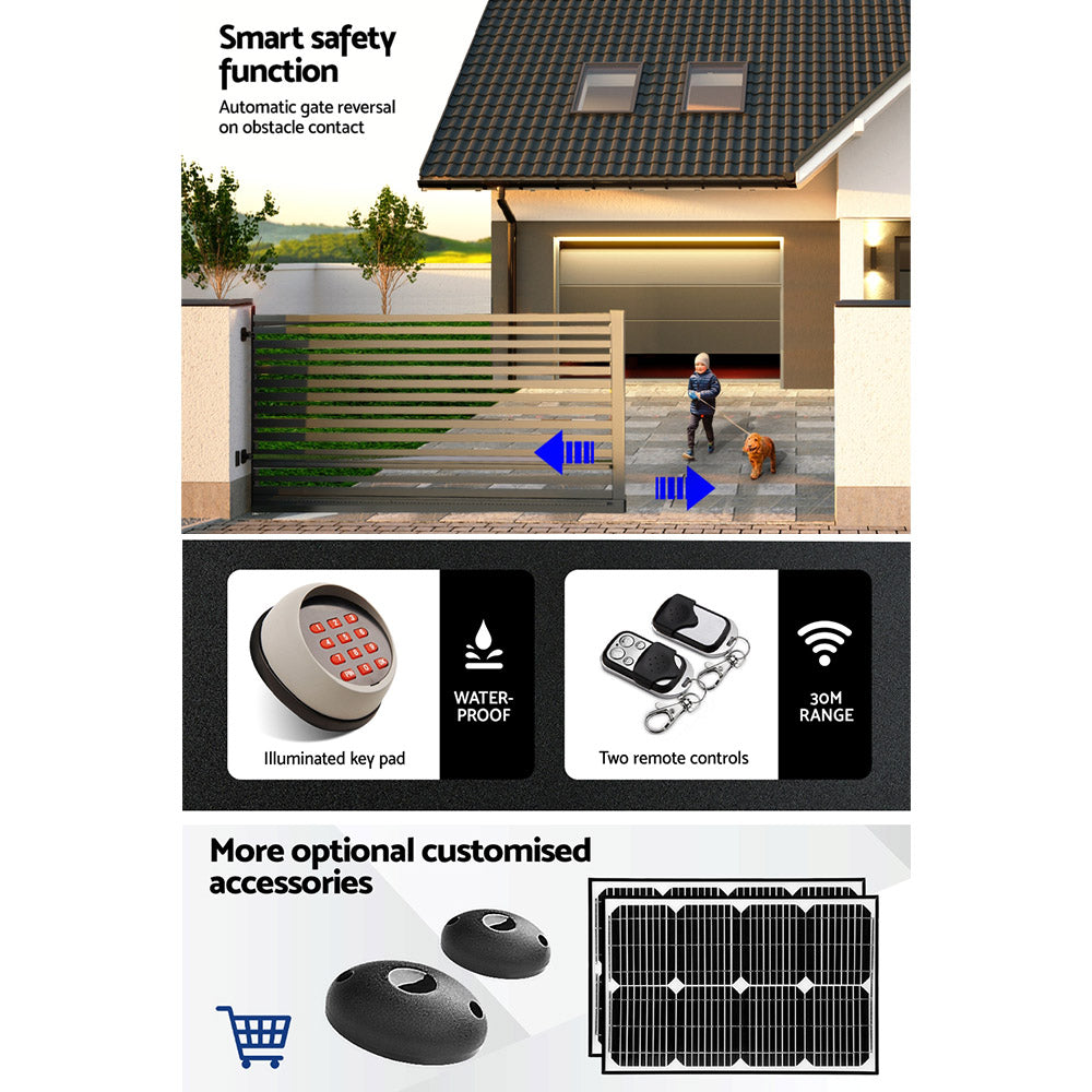 LockMaster Electric Sliding Gate Opener 1800KG With Keypad Remote 6M Rail - Pet And Farm