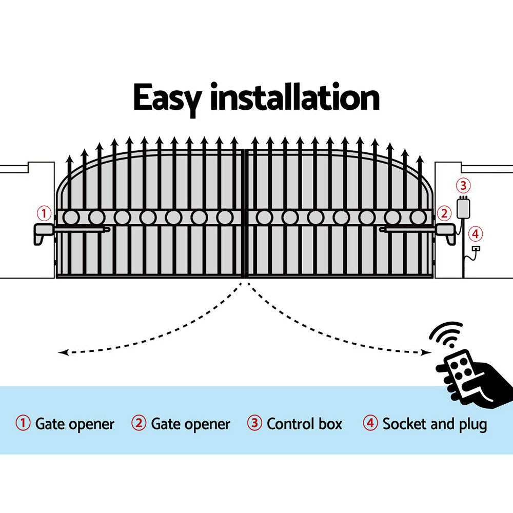 LockMaster Swing Gate Opener Double Automatic Electric Kit Remote Control 1000KG - Pet And Farm