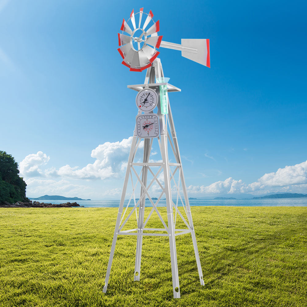 Garden Windmill 6FT 186cm Metal Ornaments Outdoor Decor Ornamental Wind Will - Pet And Farm