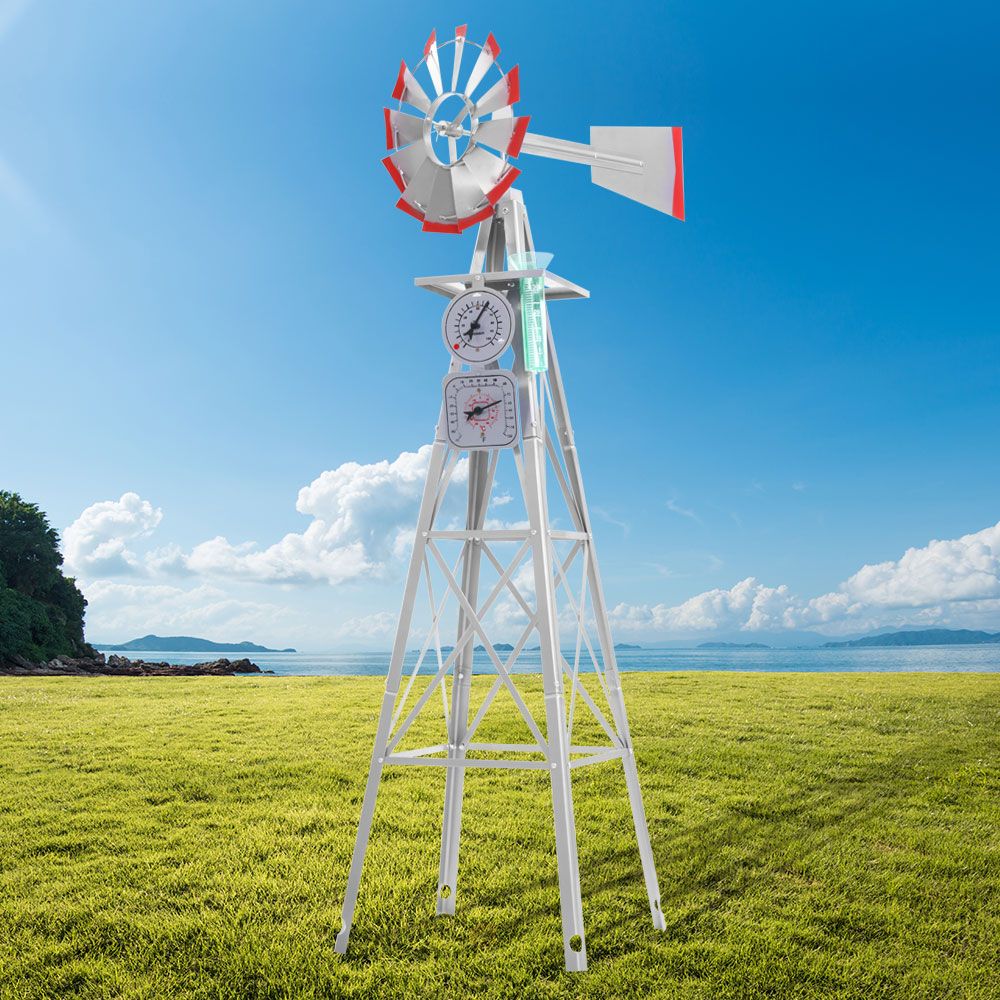 Garden Windmill 8FT 245cm Metal Ornaments Outdoor Decor Ornamental Wind Will - Pet And Farm