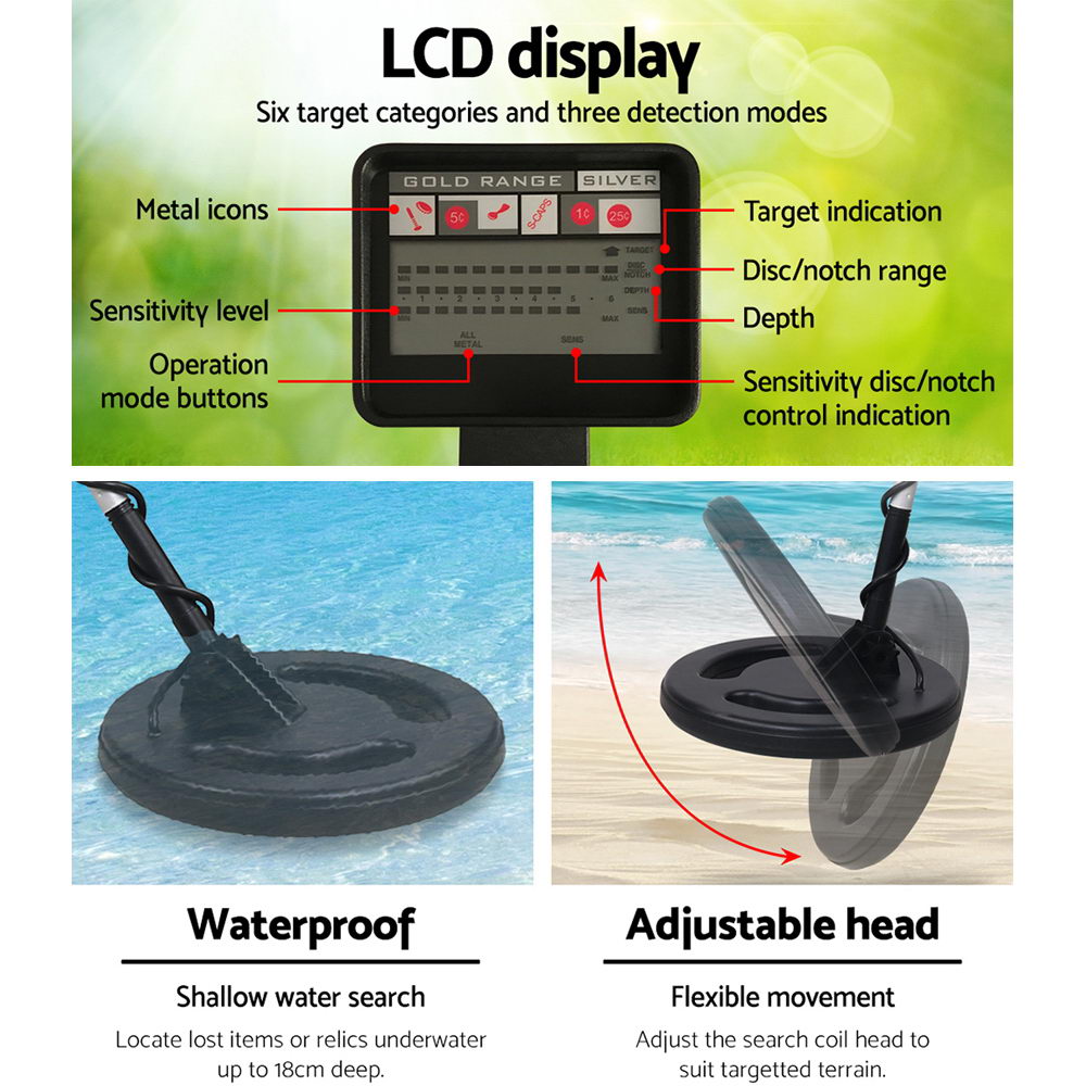 LCD Screen Metal Detector with Headphones - Black - Pet And Farm
