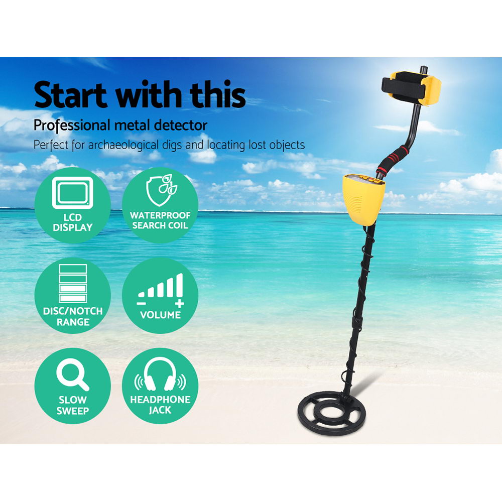 LCD Screen Metal Detector with Headphones - Yellow - Pet And Farm