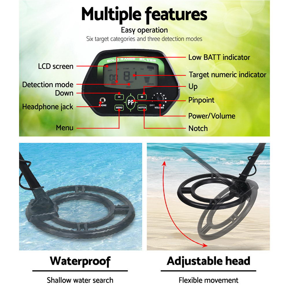 LCD Screen Metal Detector with Headphones - Black - Pet And Farm