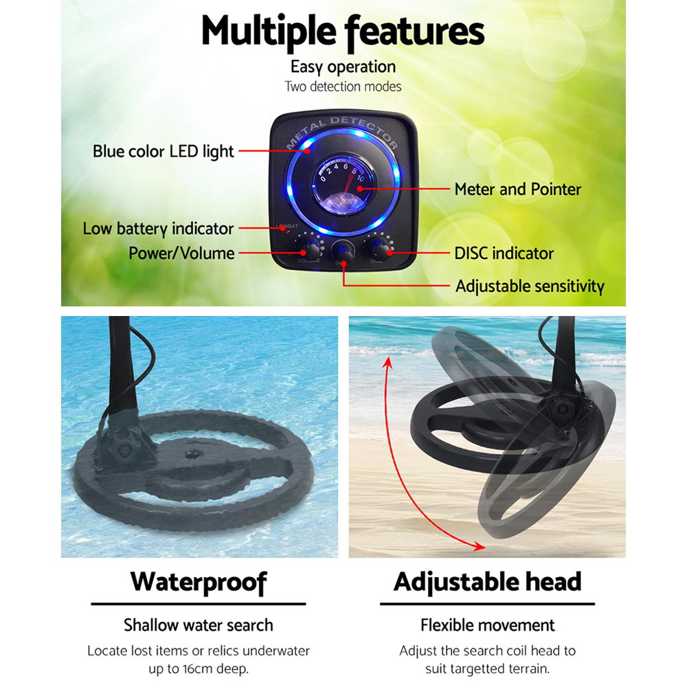 LED Metal Detector with Headphones - Black - Pet And Farm