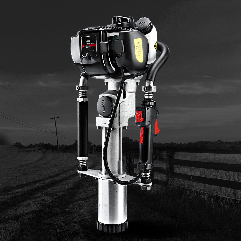 Giantz Petrol Post Driver 38CC 4-Stroke Rammer Pile Star Picket Fence Hole Black - Pet And Farm