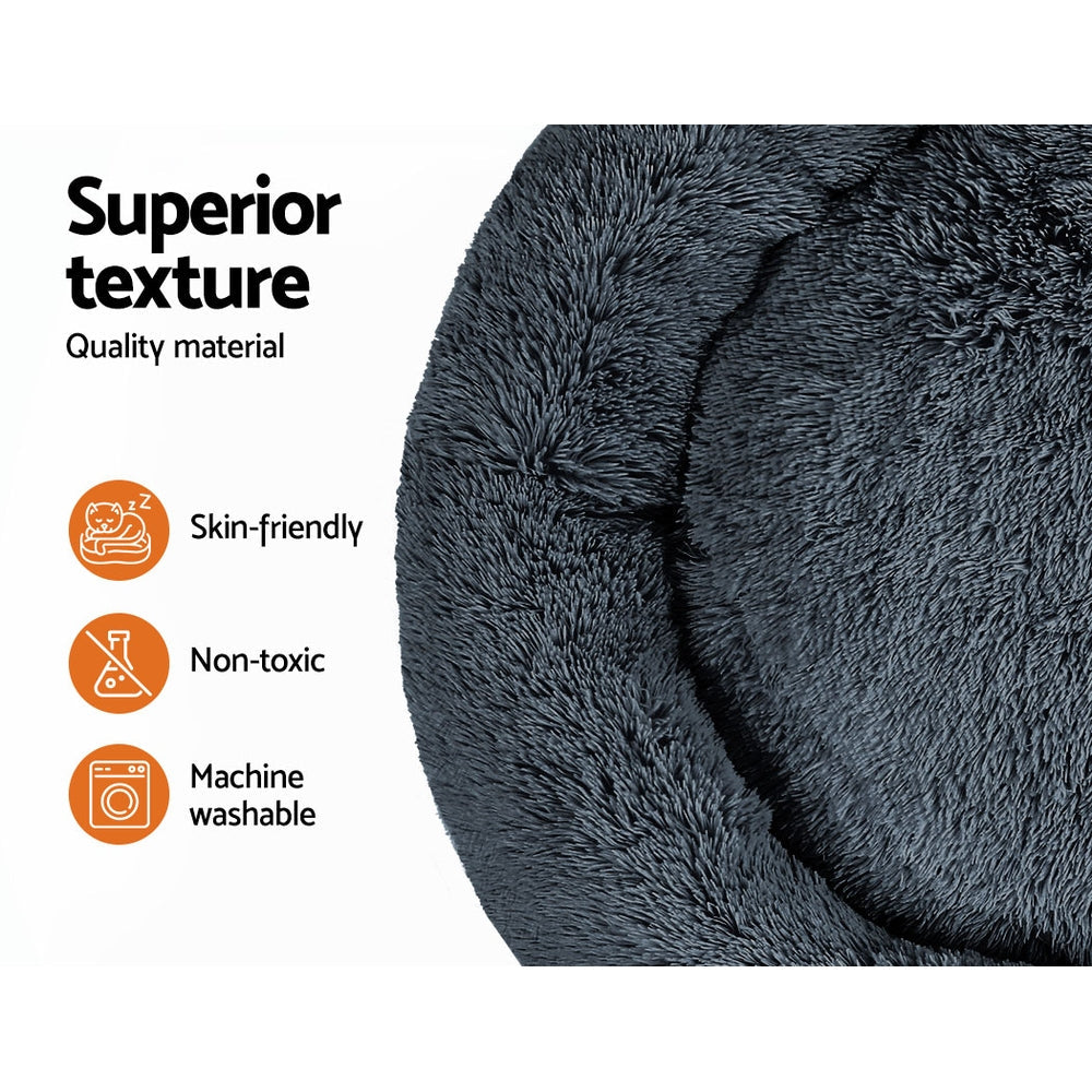 i.Pet Pet Bed Dog Cat 110cm Calming Extra Large Soft Plush Dark Grey - Pet And Farm