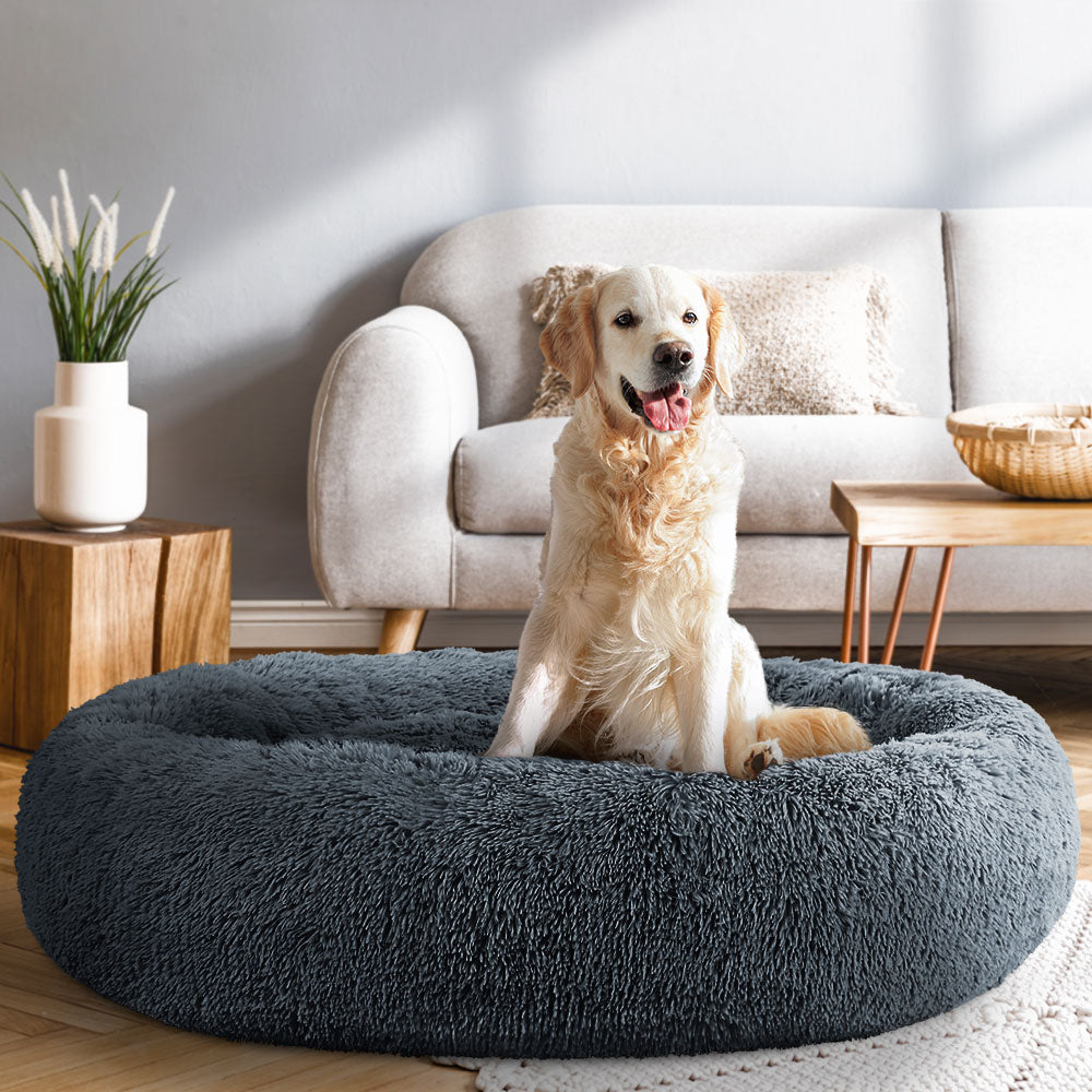 i.Pet Pet Bed Dog Cat 110cm Calming Extra Large Soft Plush Dark Grey - Pet And Farm