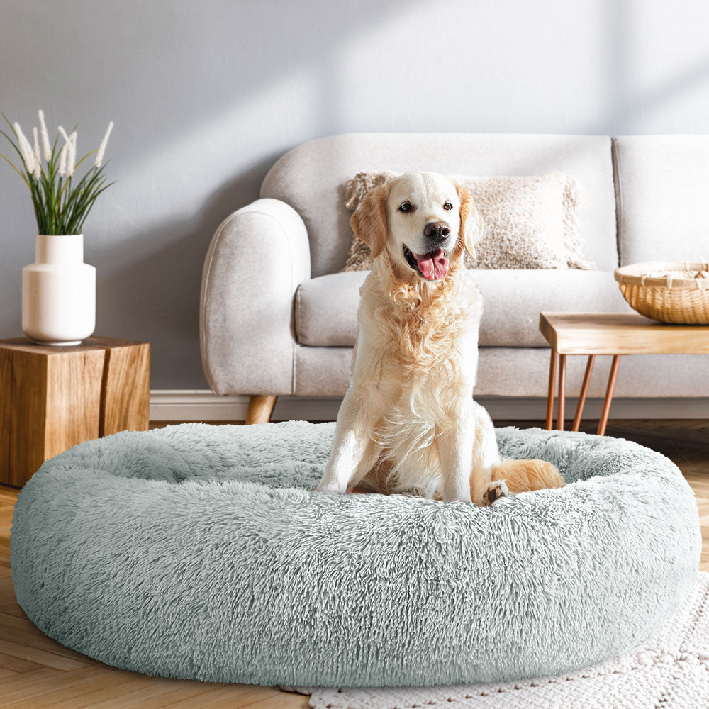 i.Pet Pet Bed Dog Cat 110cm Calming Extra Large Soft Plush Light Grey - Pet And Farm