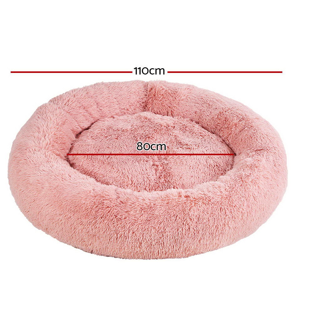 i.Pet Pet Bed Dog Cat 110cm Calming Extra Large Soft Plush Pink - Pet And Farm