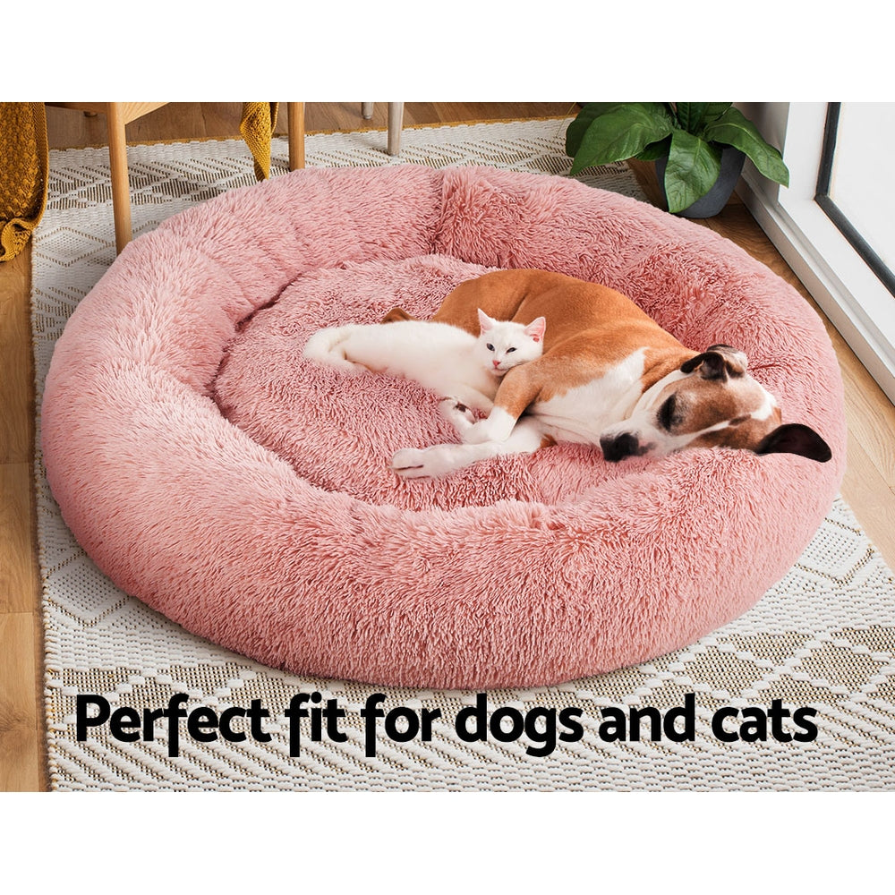 i.Pet Pet Bed Dog Cat 110cm Calming Extra Large Soft Plush Pink - Pet And Farm