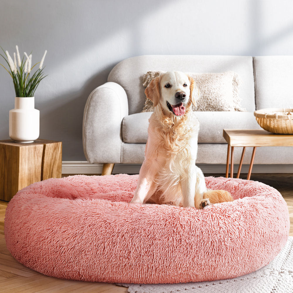 i.Pet Pet Bed Dog Cat 110cm Calming Extra Large Soft Plush Pink - Pet And Farm