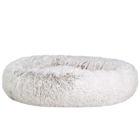 i.Pet Pet Bed Dog Cat 110cm Calming Extra Large Soft Plush White Brown - Pet And Farm
