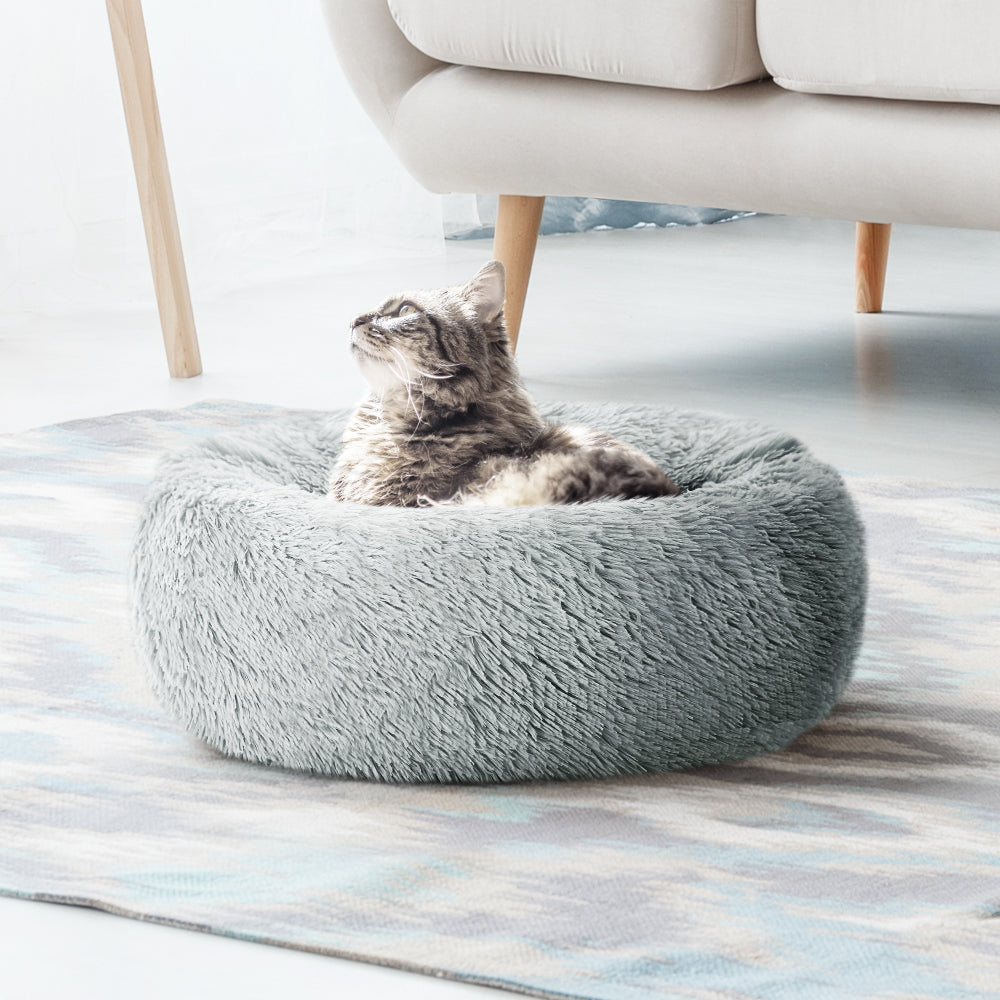 Pet Bed Dog Cat Calming Bed Small 60cm Light Grey Sleeping Comfy Cave Washable - Pet And Farm
